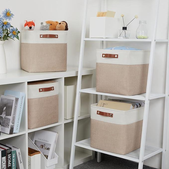 DULLEMELO Cube Storage Bins - 4 Pack Foldable Large Storage Baskets 12 inch Gifts Empty Fabric Bins for Home Office Cubes Organizer Closet, Shelves, Toy, Nursery (4 Pack - 12
