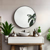 Black 16 Inch Metal Round Bathroom Mirror - Black + Aluminium Alloy + MDF+glass