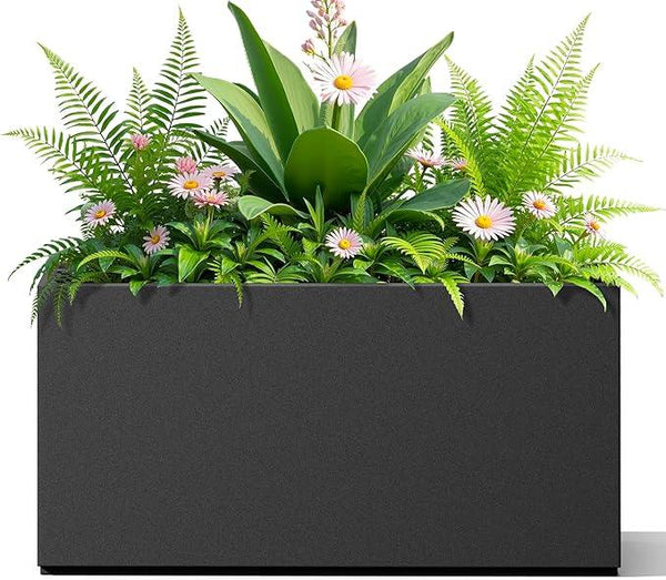 FENCY Metal Rectangular Planter Box, Large Planters for Outdoor Plants, Tall Planters for Outdoor Plants with Drainage Holes (32