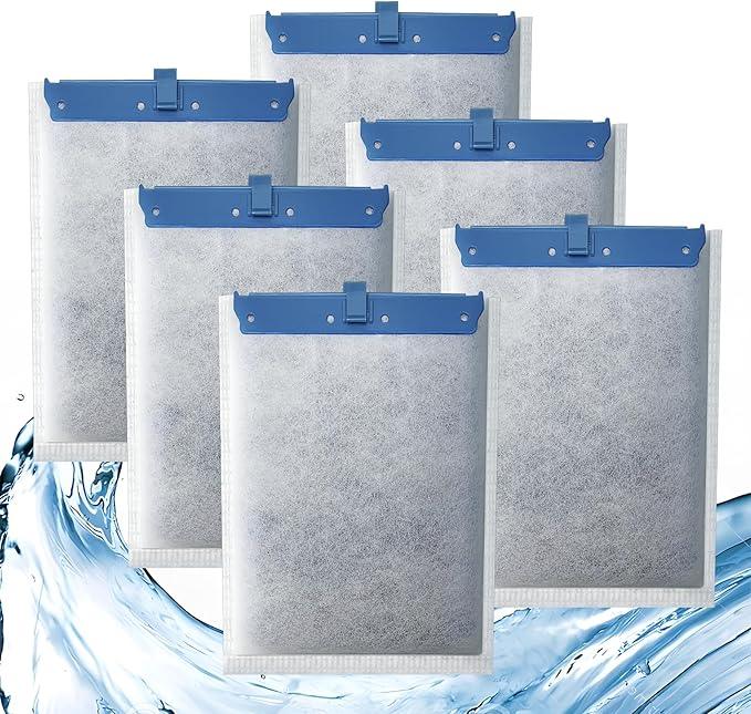 6 Pack Filter Cartridge Compatible with Whisper Bio-Bag Filters, Large Aquarium Filter Cartridges Compatible Replacement with Whisper Filters 20i,40i/IQ20,30,45,60/PF20,30,40,60 and ReptoFilter