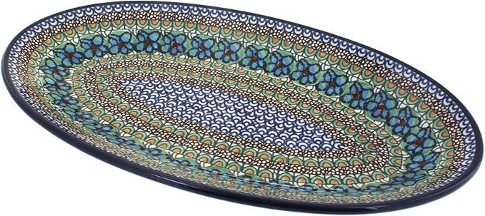 Blue Rose Polish Pottery Mardi Gras Oval Platter