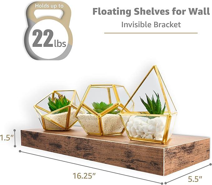 Sorbus Floating Shelves for Wall, Bathroom Shelves Wall Mounted for Kitchen, Bedroom, Bathroom Storage Over Toilet, Hanging Book Shelf for Wall Home Decor Living Room (Mahogany, 2 Pack)