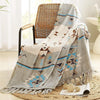 CASAAGUSTO Boho Throw Blanket - Green and Beige Decorative Blankets with Tassel, Printed Flannel Bohemian Blanket for Chair, Bed, Sofa, Couch(50 * 60, Green and Beige)