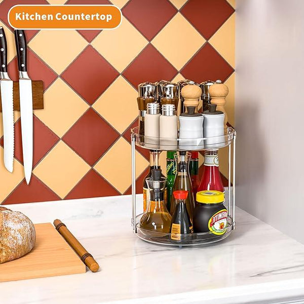 2 Tier Lazy Susan Turntable for Cabinet,Countertop,Pantry,9.5
