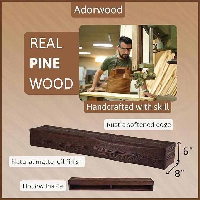 Handmade Fireplace Mantel Shelf 72