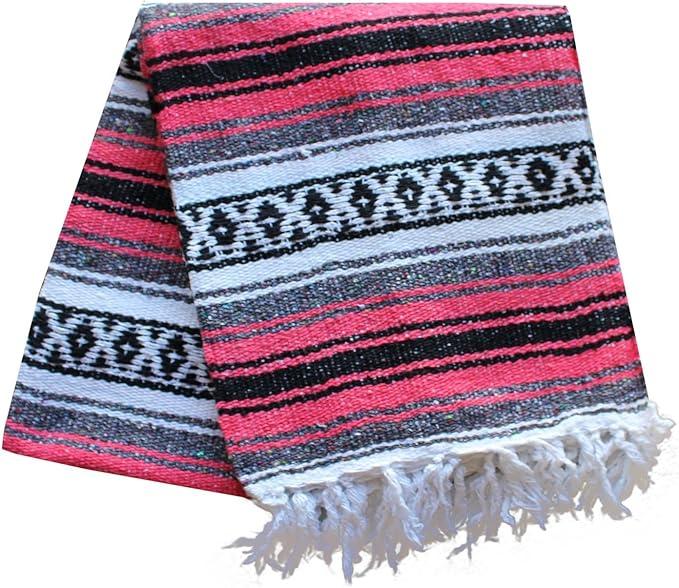 Del Mex Classic Mexican Blanket, Large Authentic Woven Falsa Throw (70