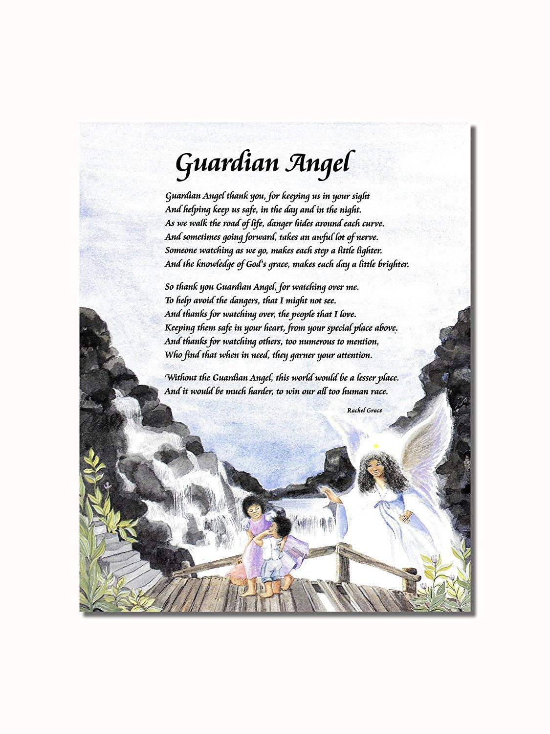 Guardian Angel Art Print – African American Children on Bridge 8x10 Unframed