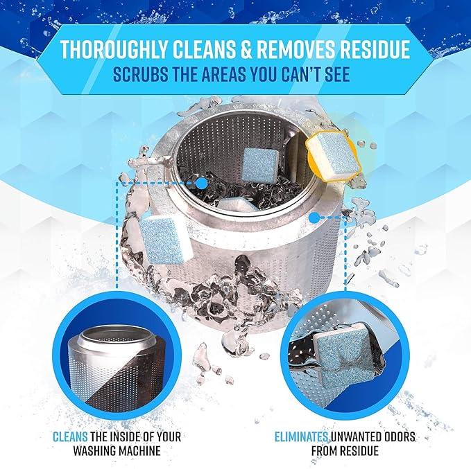 Washer Dishwasher Disposal & Coffee Cleaner Tablets - 96 Tabs Includes ACTIVE Washing Machine Cleaner, Dishwasher, Disposer, Coffee Maker Descale Tabs - Deep Clean & Refresh Appliance - 1 Year Supply