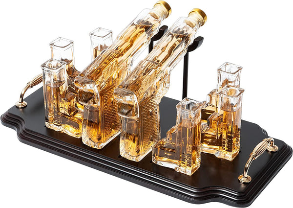 Pistol Whiskey & Wine Decanter - 2 Gun Whiskey Decanter Set