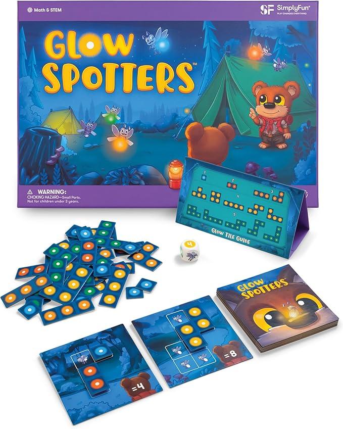 SimplyFun Glow Spotters - A Visual and Adventurous Math Game for Kids, Earn Your Firefly Badge with Addition - 1 to 4 Players, for Kids Ages 5 & Up