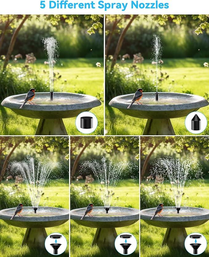 POPOSOAP Solar Water Fountain Pump for Bird Bath, 6W Outdoor Solar Bird Bath Fountain Pump with DIY Tubing for Bird Bath, Ponds, Garden and Fish Tank