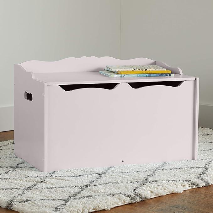 Amazon Basics Kids Toy Box, Wooden Organizer Storage Chest, Gray, 30