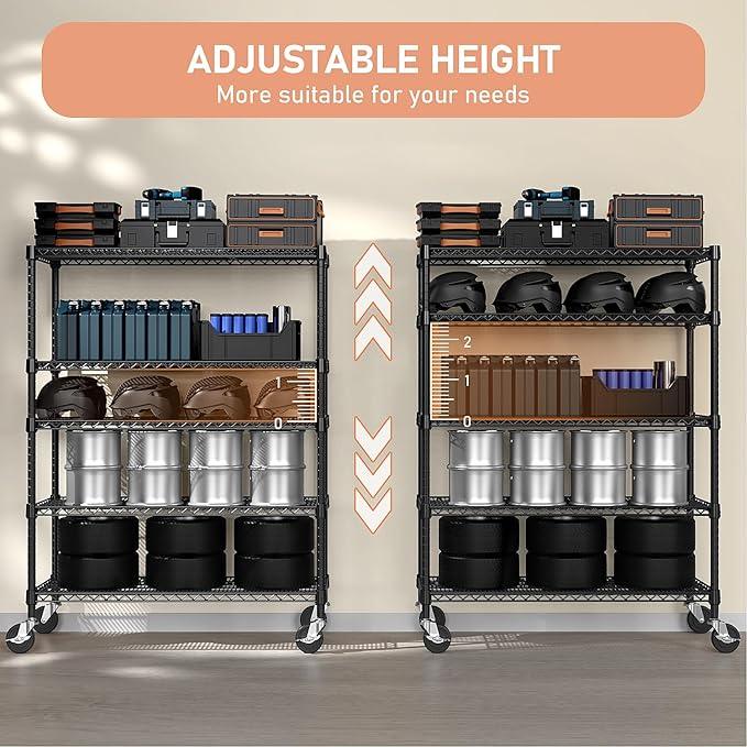 Garage Shelving 5 Tier Industrial Metal Shelving Units for Commercial, Basement, Pantry, Warehouse, School, Black Heavy Duty Easy Assembly 23.6