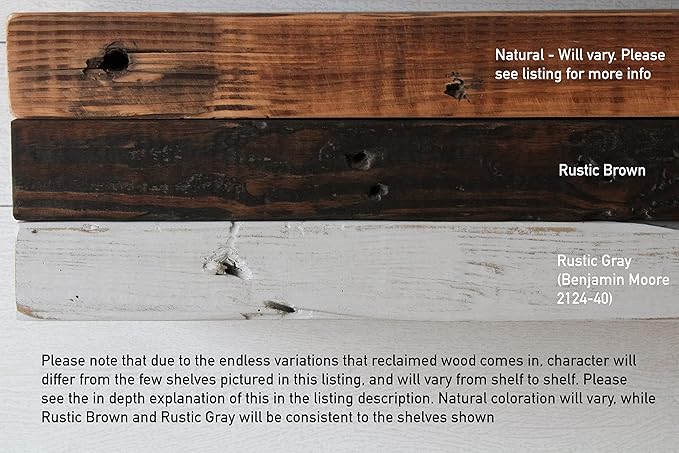 Urban Legacy Reclaimed Barn Joist Deep Floating Shelves | Deep Shelves with Low Profile Shelf Bracket with High Weight Capacity, Set of 2 (24
