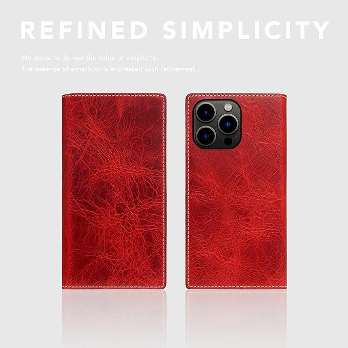 D7 Italian Wax Leather Wallet Case for iPhone 15 Pro - [2-in-1] Handcrafted Detachable Diary Style with Magnetic MagSafe Back Cover, Gift Box Included (Red)