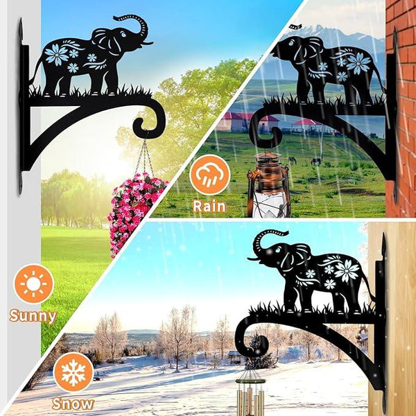 Hanging Plant Hanger Bracket, Heavy Duty Iron Wall Plant Hanger for Bird Feeder, Decorative Baby Elephant Silhouette Plant Hooks Hanging Plant Hangers Outdoor for Wind Chimes Flower Pot Lantern