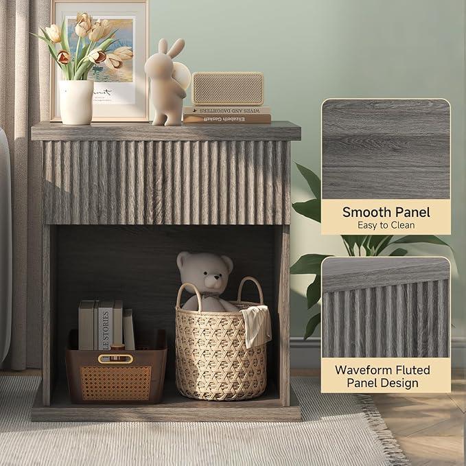 Fluted Nightstand Set of 2, 22.8