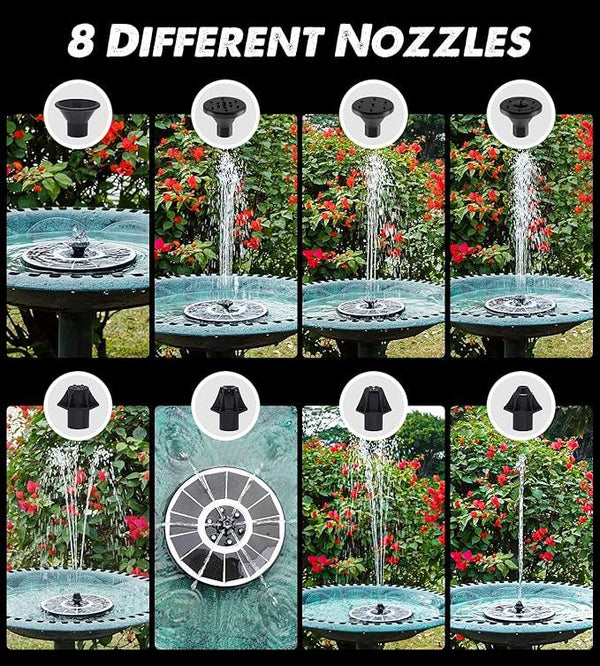 Solar Fountain Glass Panel with 2200 mah Battery, 3.5W Floating Solar Water Fountain with 4 Fixed Rods, Solar Fountain Pump for Bird Bath, Garden, Pond, Pool, Outdoor-White Lights