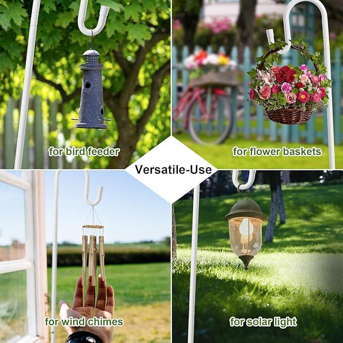Bird Feeder Pole with Shepherds Hook - Heavy Duty Hummingbird Feeder Stand with 5 Prong,78