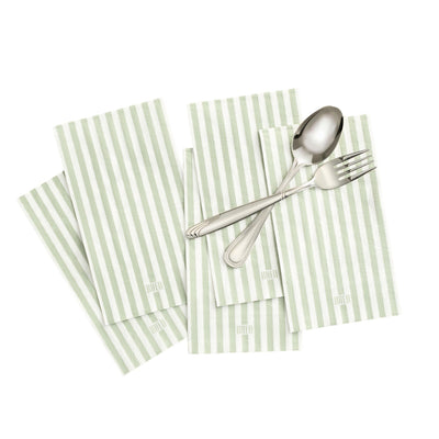Tonal Striped Disposable Napkin Set in Green, 50 Pieces