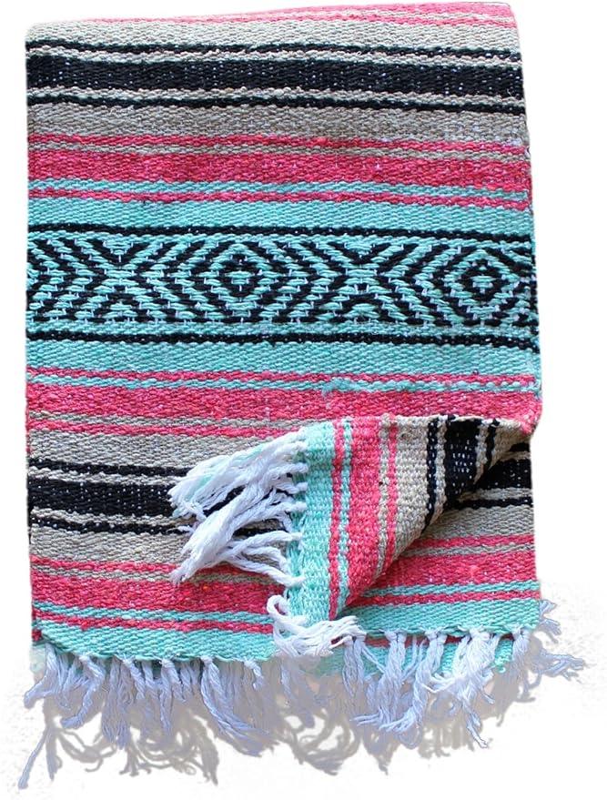 Del Mex Classic Mexican Blanket, Large Authentic Woven Falsa Throw (70