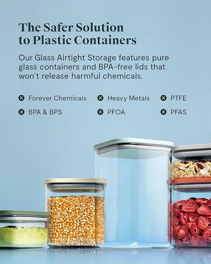 Caraway 4qt Glass Airtight Food Storage Container with Lid – Non-Toxic, BPA-Free Kitchen Storage Container – Stackable, Space-Saving Airtight Container for Dry Goods and More - Navy