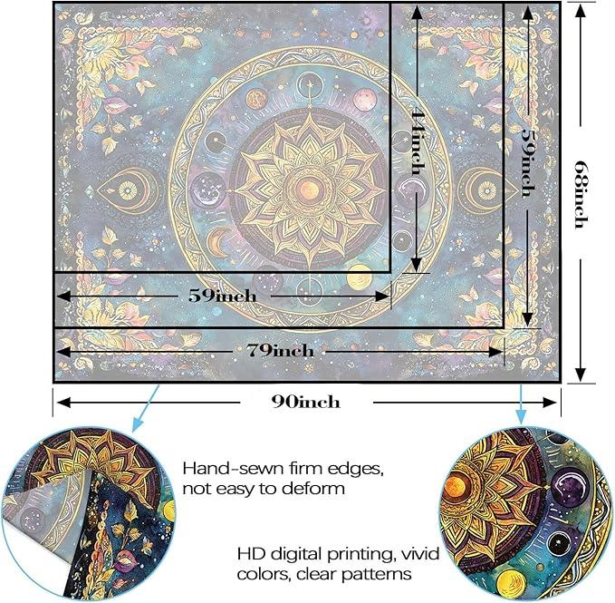 Lunerfex Mandala Solar System Tapestry Boho Tapestry for Bedroom Galaxy Tapestries Wall Hanging Living Room Wall Art and Home Decor 44x60