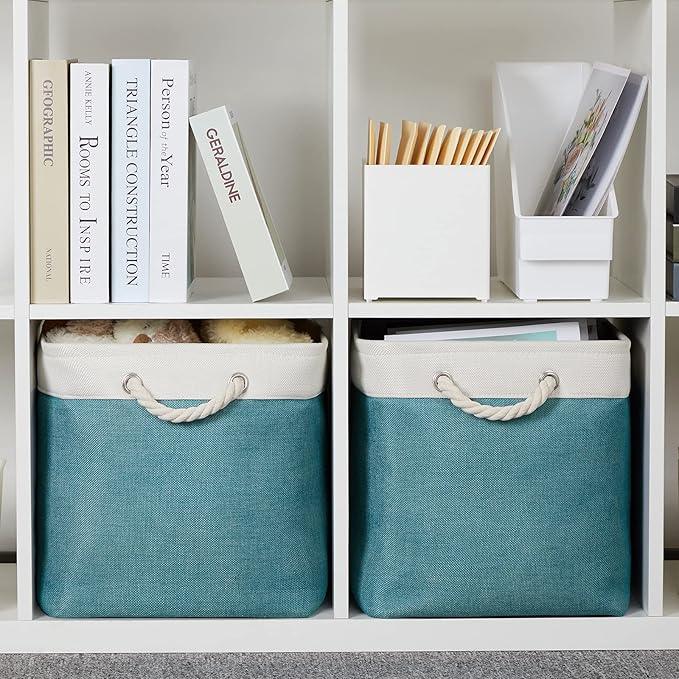 Bidtakay Foldable Storage Bins Set of 2 Tall Cloth Baskets 16
