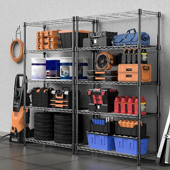 1250 lbs Storage Shelving Utility Shelving Unit 5-Tier Utility Shelving Unit Steel Organizer Wire Rack for Home,Kitchen,Office (13.7