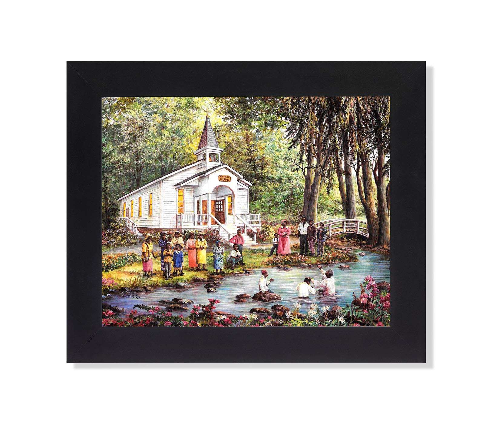 Black Framed Art Print - African American Baptism 8x10 Christian Wall Art
