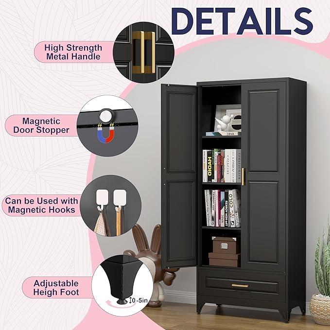 Pantry Kitchen Cabinet with Drawer, 75
