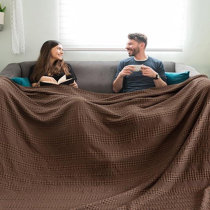 PHF Cooling Waffle Blanket California King Size, Lightweight 60% Rayon Derived from Bamboo & 40% Cotton Breathable Blanket for Hot Sleepers, Soft and Luxury for Bed Couch Sofa, 110