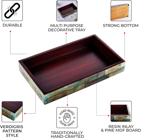 Vanity Tray Verdigris Pattern Bone Inlay Collection in 10x6