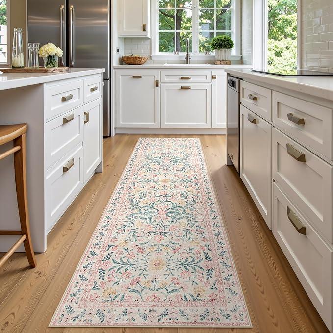 Wonnitar Floral Washable Runner Rug, 2'6