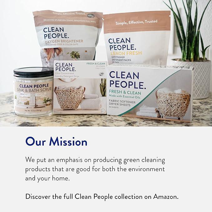 The Clean People Laundry Detergent Pods - Recyclable Packaging, Hypoallergenic, Stain Fighting - Ultra Concentrated, Laundry Soap - Baby (Unscented), 96 Pack