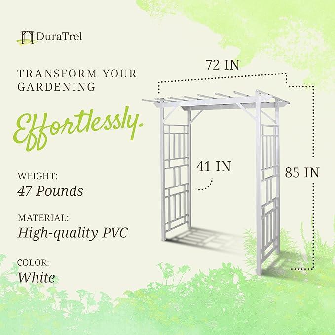 Dura-Trel Outdoor Garden Arch, Wellington Arbor Trellis for Climbing Plants, 72