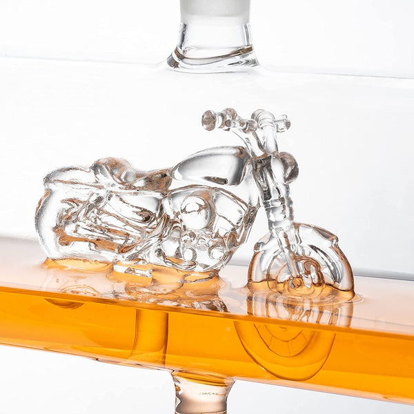 Motorcycle Decanter Whiskey & Wine Decanter Set 1100ml by The Wine Savant with 4 Whiskey Glasses, Motorcycle Gifts, Harley Davidson Motorbike Gifts, Drink Dispenser for Wine, Scotch, Bourbon 19