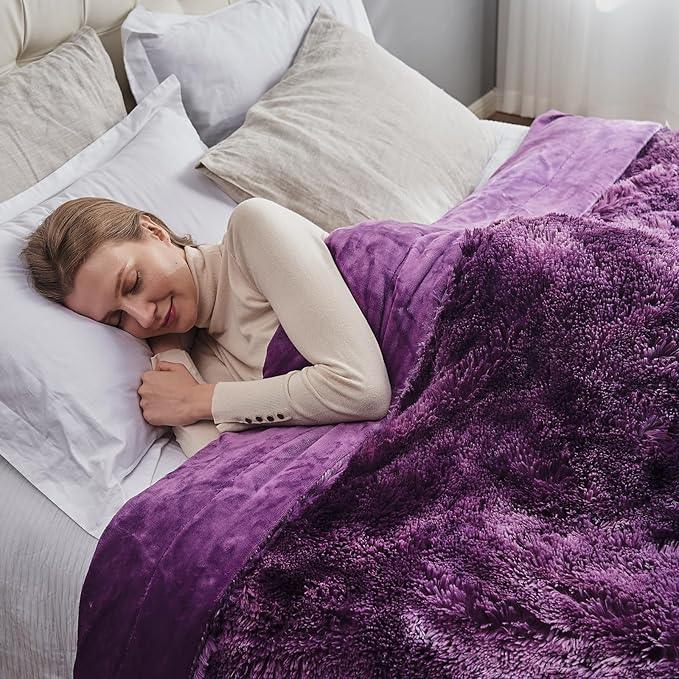 GONAAP Fuzzy Faux Fur Throw Blanket Queen Size Tie-dye Violet Purple Super Soft Cozy Plush Fuzzy Shaggy Blanket for Couch Sofa Bed (Tie-dye Violet Purple, Queen(90