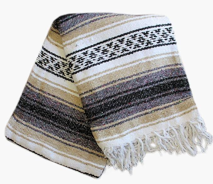 Del Mex Classic Mexican Blanket, Large Authentic Woven Falsa Throw (70
