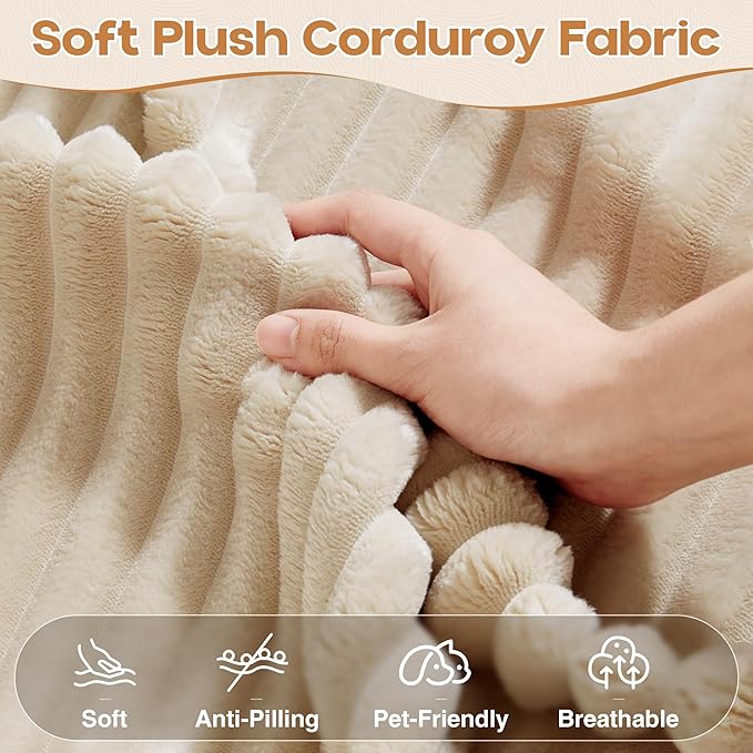 Cloud Sectional Couches for Living Room,U Shaped Modular Sofas No Assembly,135x100 Inches Plush Corduroy Oversized Floor Couch Set with Deep Seat Chaise,Beige