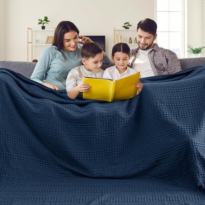 PHF Cooling Waffle Blanket California King Size, Lightweight 60% Rayon Derived from Bamboo & 40% Cotton Breathable Blanket for Hot Sleepers, Soft and Luxury for Bed Couch and Sofa, 110