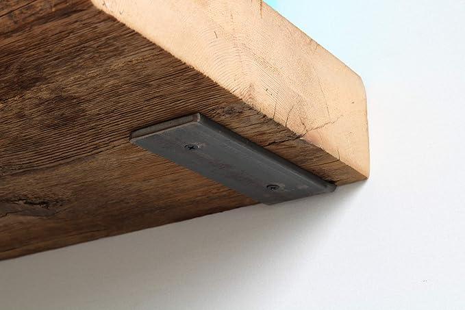 Urban Legacy Reclaimed Barn Beam Deep Shelves | Deep Shelves with Brackets Included, Set of 2 | (Natural Low Profile Bracket, 24