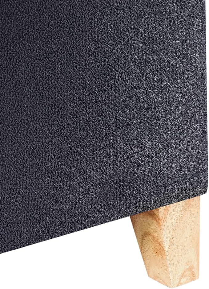 Adeco Fabric Storage Ottoman Bench with Solid Wood Legs, 17.7