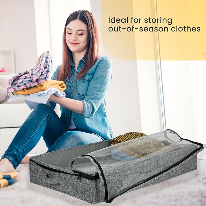 Gray Low Profile Under Bed Storage Containers 5 inches high, 33.8