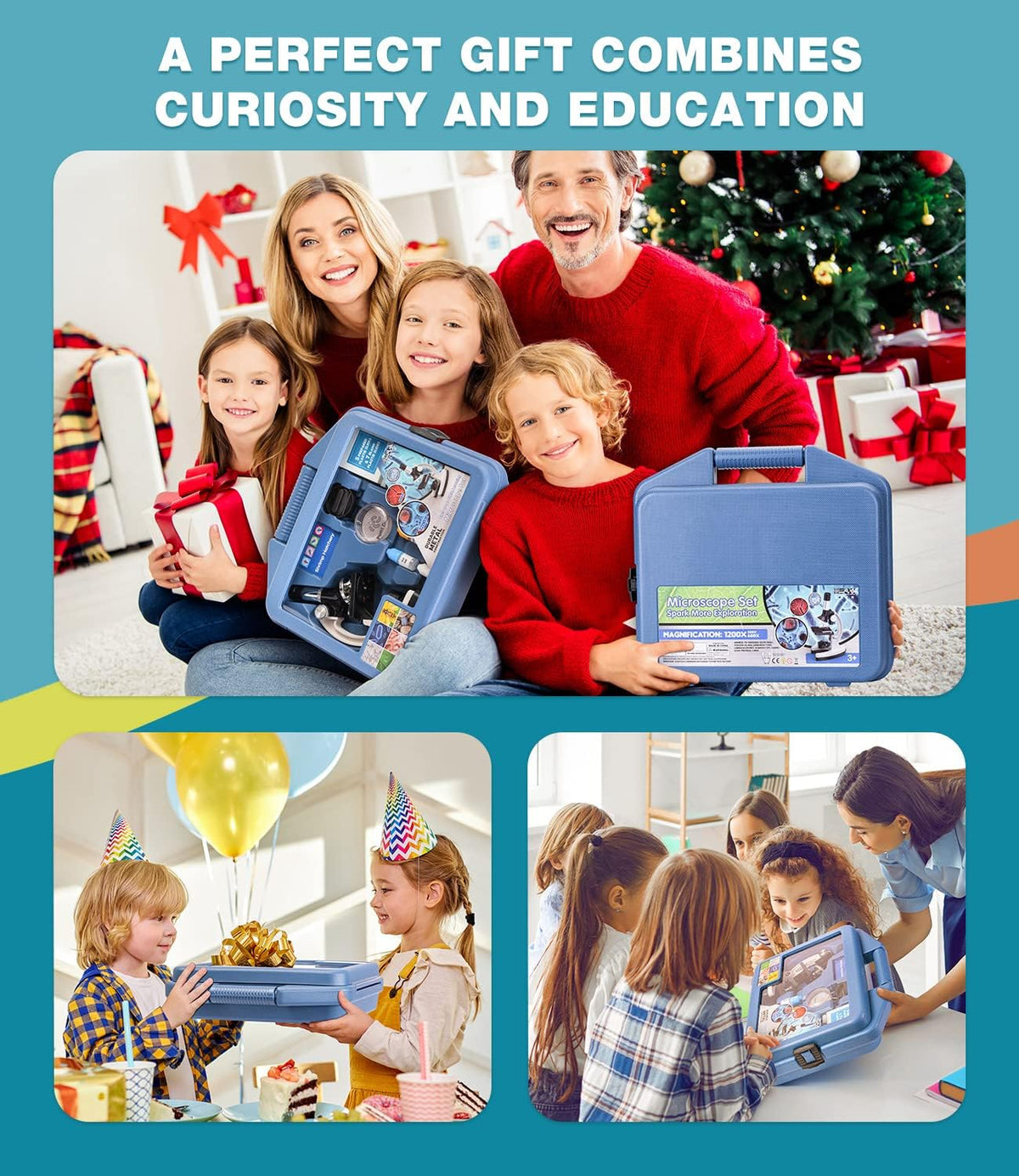 62 Pc Microscope Kit for Kids 5-12, with Prepared and Blank Slides