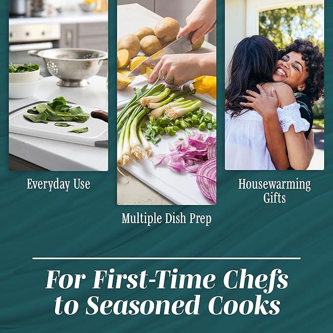 Cutting Boards for Kitchen - BPA-Free Chopping Board - Different Sizes & Non Slip Handles - Reversible, Large Cutting Board Set - Unique Gifts for Cooks Who Have Everything - 3-Pack Aqua