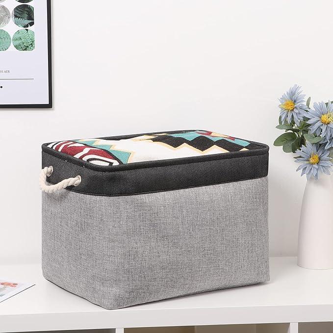 Bidtakay Fabric Storage Baskets with Handles [2-Pack] Large Canvas Organizer 16