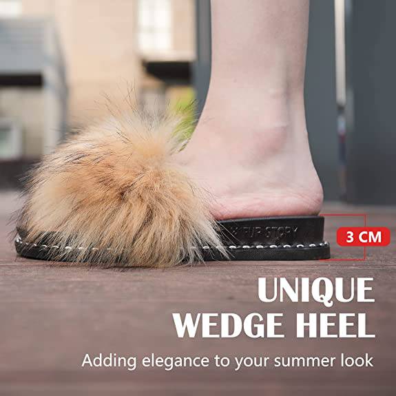 Women's Furry Faux Fur Slides