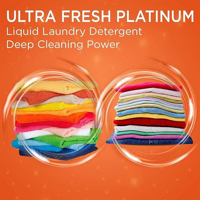 Ultra Fresh 5 Gallon Liquid Laundry Detergent Washing Soap for All Machine Types, 6X Platinum, Up to 640 Loads, Mountain Fresh