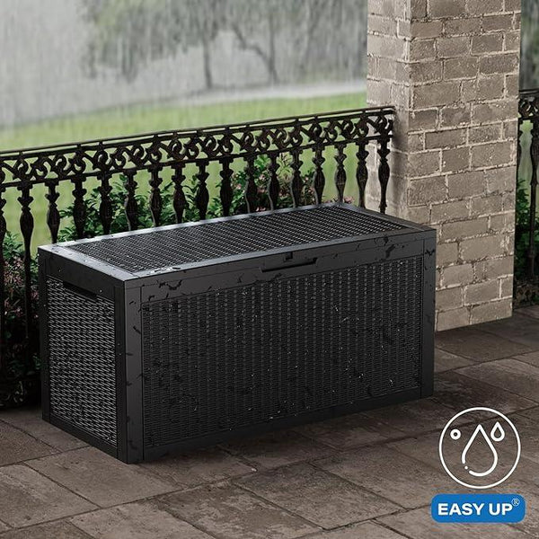 102 Gallon Outdoor Storage Box Waterproof, UV Resistant Resin Deck Box with Hydraulic Rod, Lockable Design and Enhanced Durability for Patio, Garden, and Poolside Use